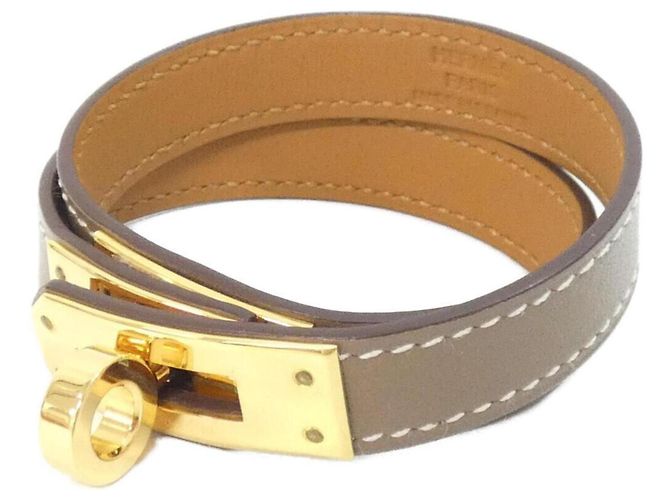 Pulseira Charm Double Tour Kelly da Hermès Bege Taupe