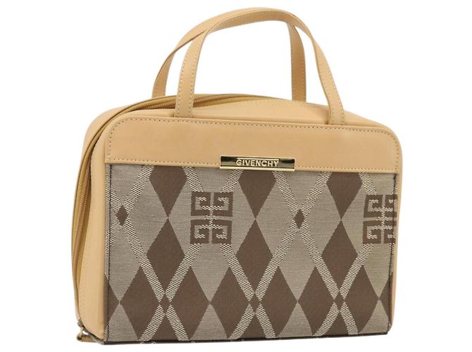 Bolsa de mão GIVENCHY em lona bege e dourada Auth SW2228A Dourado
