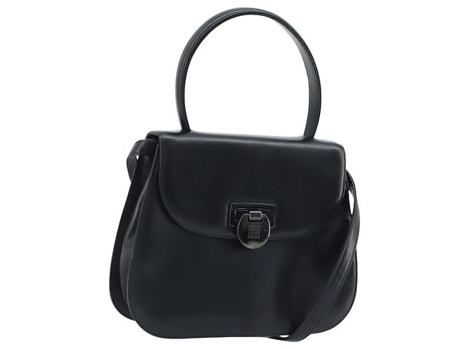 Borsa a mano GIVENCHY in pelle 2 vie nera Auth hk3584 Nero