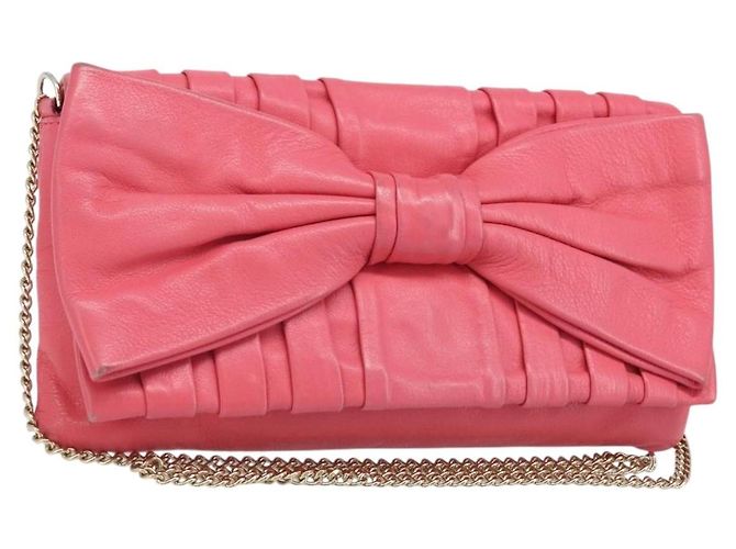 VALENTINO Borsa a Spalla con Catena Pelle Rosa Oro Auth mr2223 D'oro