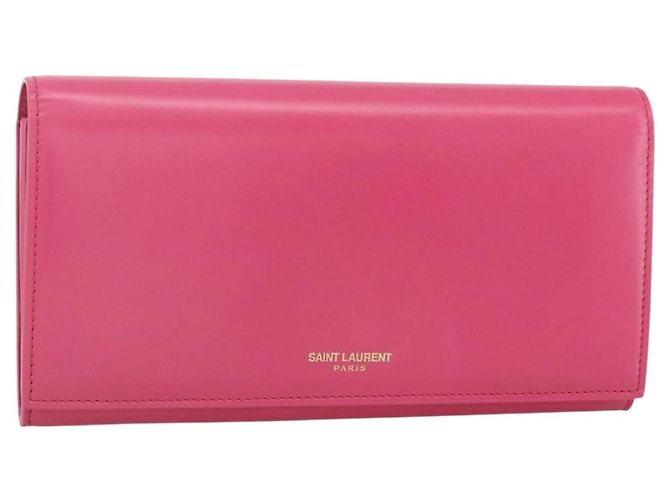 Cartera de cuero rosa SAINT LAURENT Auth BA11841A