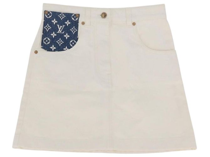GONNA IN DENIM MONOGRAM LOUIS VUITTON BIANCA LV Auth BAZ834M Bianco