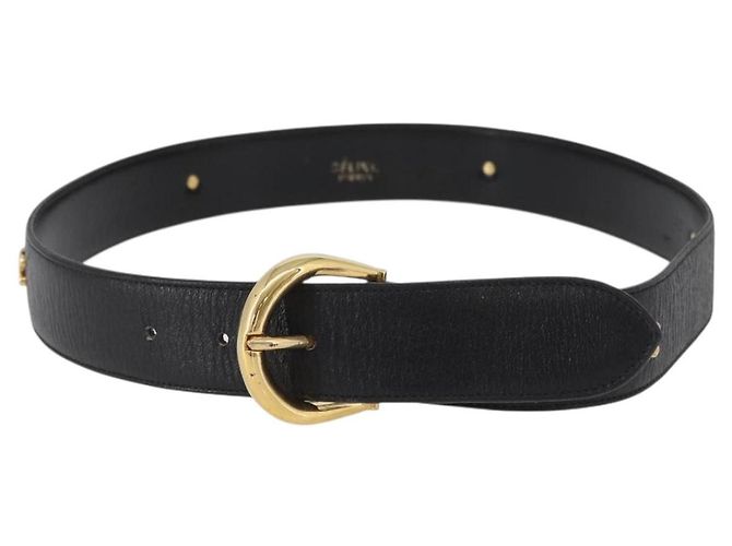 Céline CELINE Gürtel Leder 31,9"" Schwarz Gold Auth BAZ191A Golden