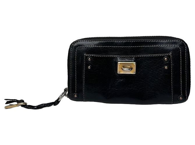 Chloé Vintage Chloe Paddington Leather Long Wallet Black