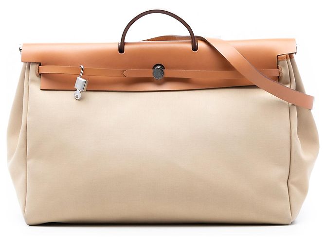 Hermès Toile e Vaca Hunter Herbag Zip Cabine 50 Bege