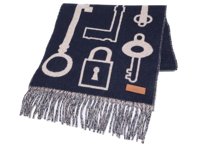 Stola in cashmere Hermès in blu navy e beige