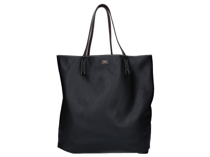 Hermès HERMES Double Sens 38 Maxi Swift Wendetasche Schwarz Bordeaux