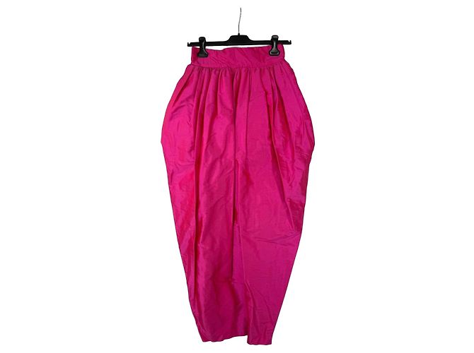 Autre Marque Falda drapeada de seda rosa Christopher John Rogers