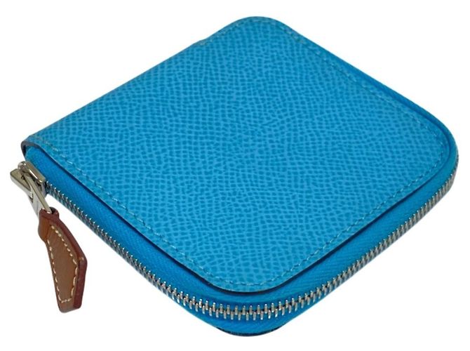 Hermès Monedero HERMES Azap Mini de seda en piel Epsom Azul