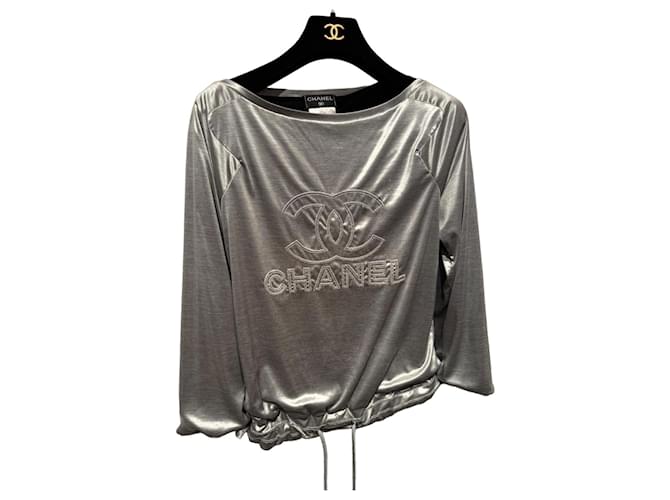 Chanel Sweatshirt Silber Größe 34 