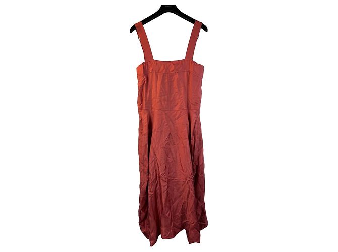 Autre Marque Vestido midi de viscosa naranja Lee Mathews