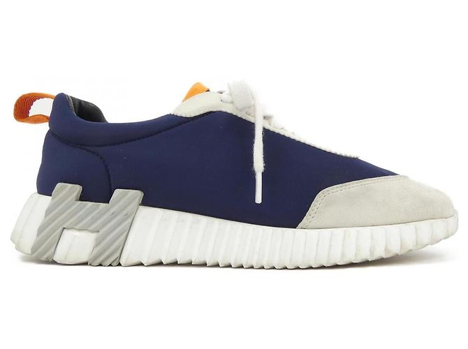Hermès Baskets en toile et daim Hermes 202143Z Bleu Bleu Marine