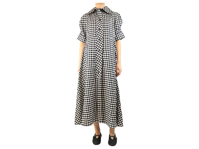 Autre Marque Schwarzes Gingham-Midikleid - Größe M