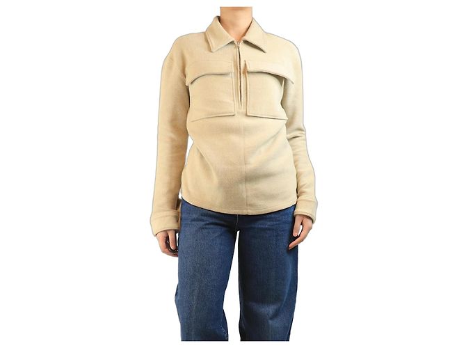 Autre Marque Neutrales Halb-Zip-Pullover mit Taschen - Größe S 