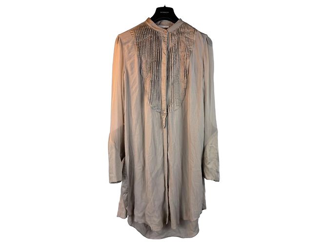 Camicia abito in seta beige Donna Karan
