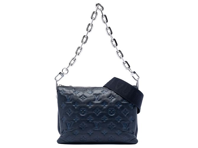 Coussin PM de piel de cordero acolchado azul con monograma Louis Vuitton Azul marino