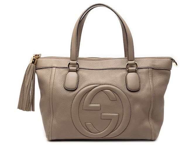 Bolsa de trabalho em couro marrom Gucci Small Soho Taupe
