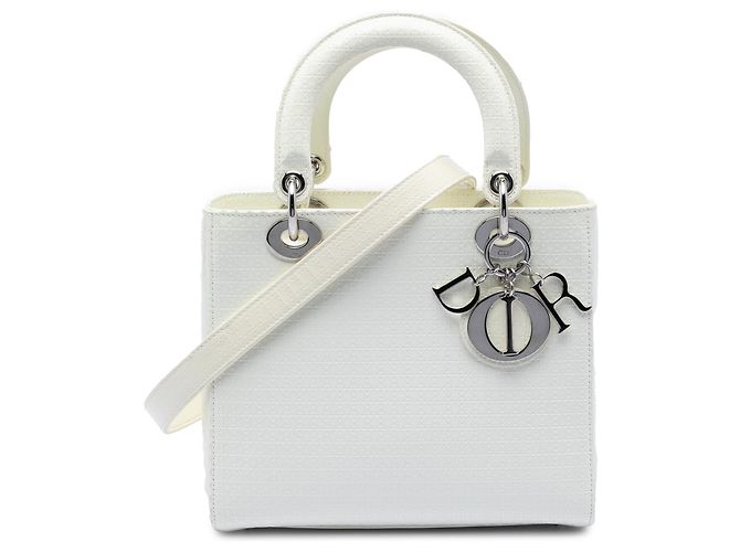 Dior Weiß Mittel Patent Microcannage Lady Dior Roh