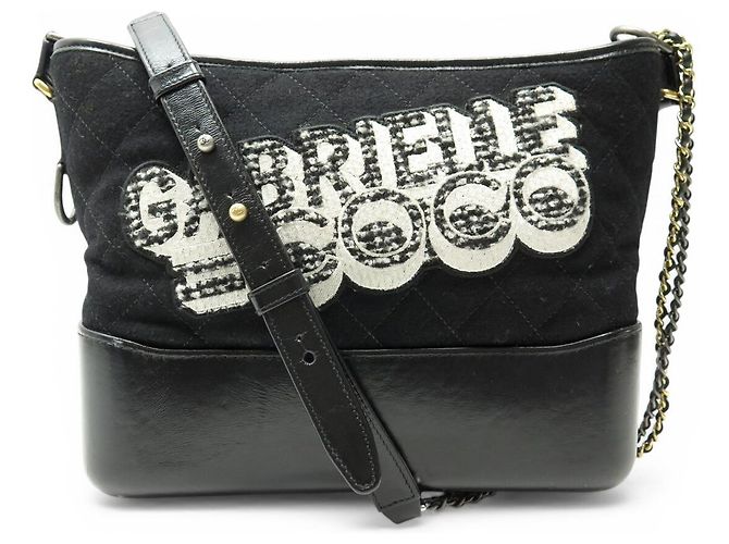 BOLSA CHANEL GABRIELLE GM EM COURO CANVAS QUILTED PRETA Preto
