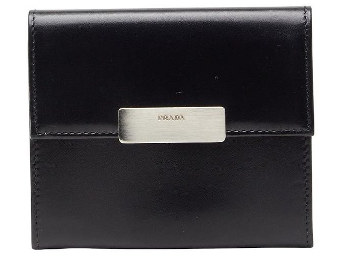 Prada Logo Leather Coin Case Black