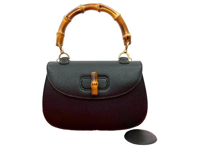 Gucci Bamboo Lederhandtasche Schwarz