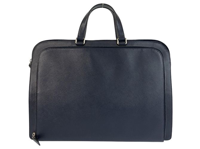 Prada Saffiano Leather Briefcase Blue