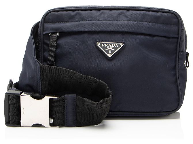 Sac banane Prada Tessuto Montagna Bleu