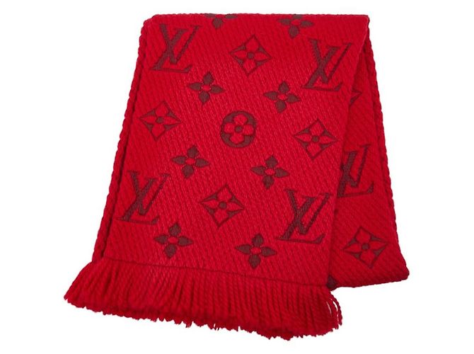 Sciarpa Logomania in Lana e Seta Monogramma Louis Vuitton Rosso