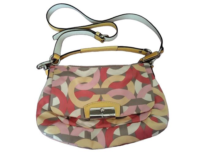 Multicolored Coach Handbag Brown Pink Multiple colors Beige Yellow