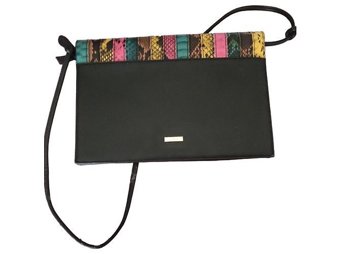 Aldo Clutch de cuero multicolor con estampado de serpiente Negro Rosa Verde Amarillo