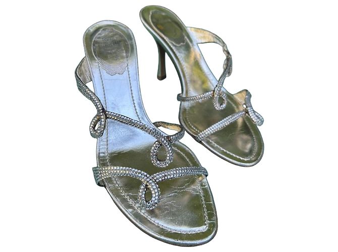 Rene Caovilla Sandali René Caovilla in pelle dorata con strass D'oro