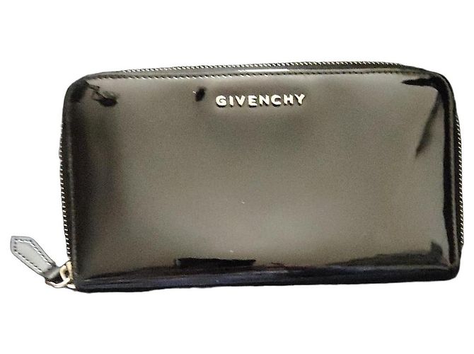 Givenchy Black Patent Leather Zip Wallet