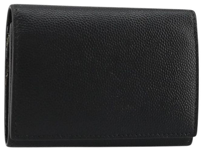 SAINT LAURENT Key Case Leather Black Silver Auth bs34205 Silvery