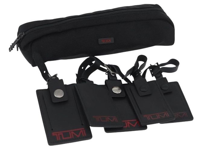 Autre Marque TUMI Pochette Etichetta in Pelle Nylon 6 Set Nero Auth am10927