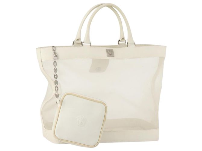 Bolso Tote de malla Gianni Versace de nylon blanco Auth 173811
