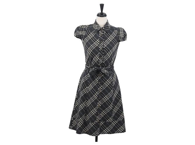BURBERRY Nova Check Einteiler Blaue Etikette Canvas Grau Auth YKZ605A Braun