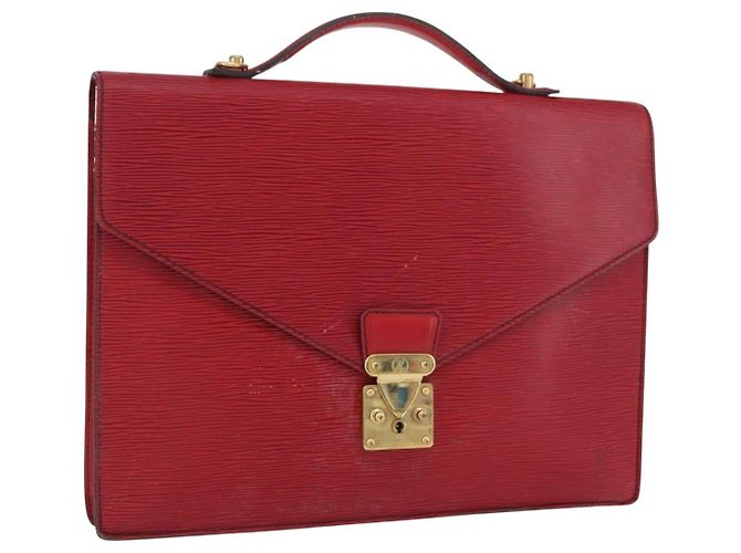 LOUIS VUITTON Epi Porta Documenti a Tracolla Briefcase Rossa LV Auth BAZ082 Rosso