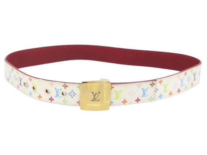 LOUIS VUITTON Multicolor LV Cut Gürtel Weiß M9682W Auth BA11744A