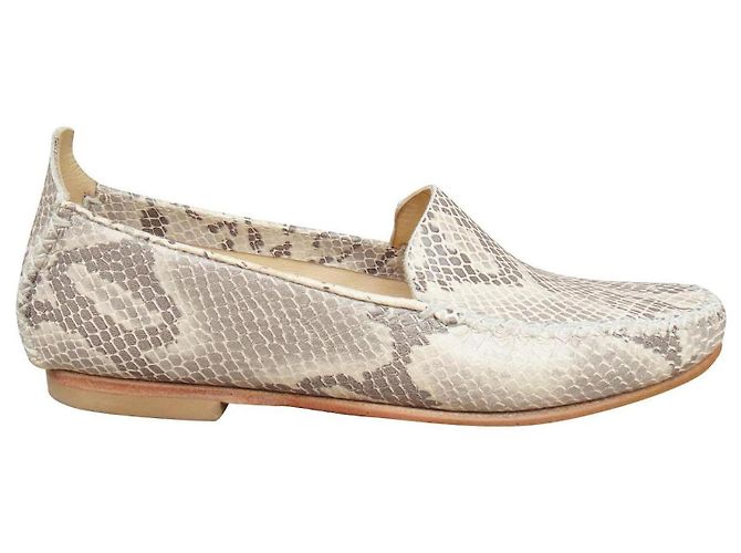 K Jacques Mokassins Beige Python Leder 