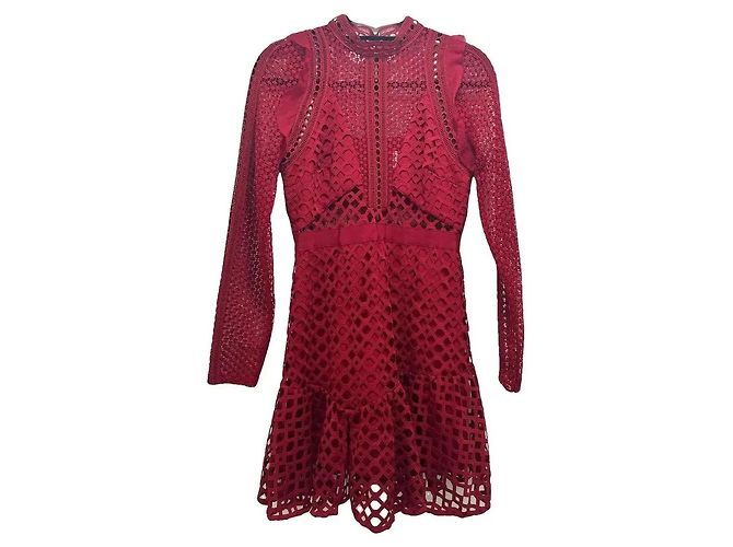 Self portrait Self-Portrait Mini-Kleid aus roter Spitze