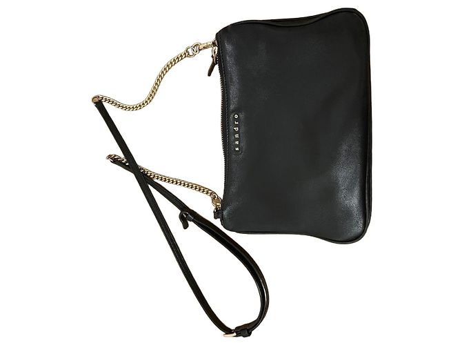 Clutch de cuero negro Sandro