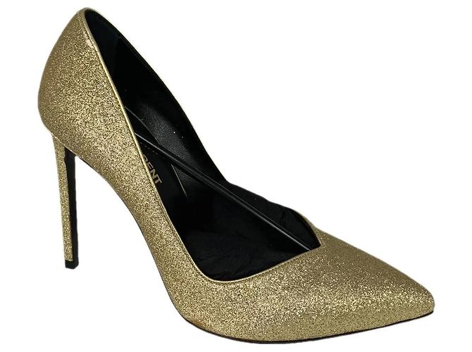 Saint Laurent Tacchi D'orsay glitter D'oro