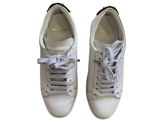 Baskets Saint Laurent Court en cuir blanc
