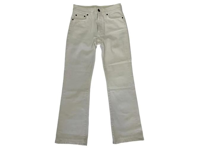Vaqueros Saint Laurent de mezclilla blanca de algodón Blanco