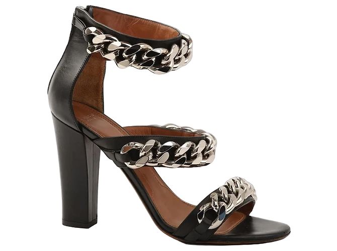Givenchy Chain Sandals Black Leather