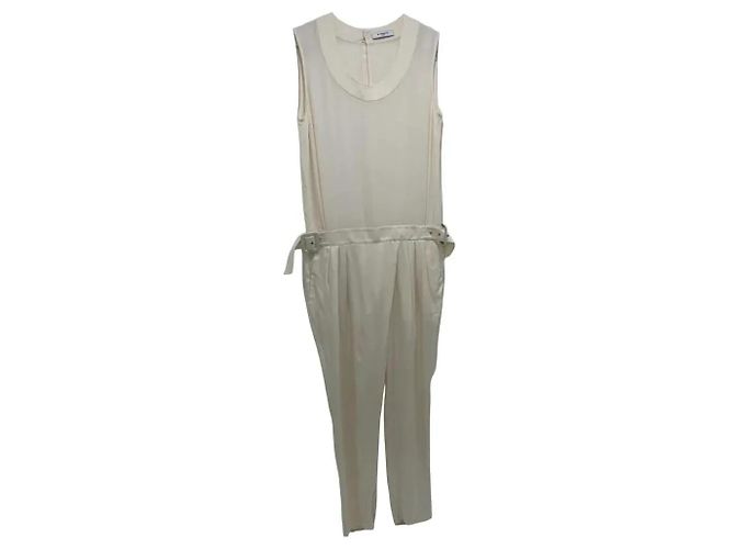 Givenchy Sleeveless Silk Jumpsuit Eggshell