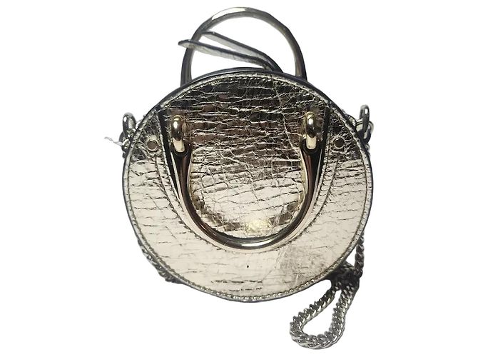 Chloé Pixie Mini Bolsa Couro de Bezerro Dourado e Camurça Bege
