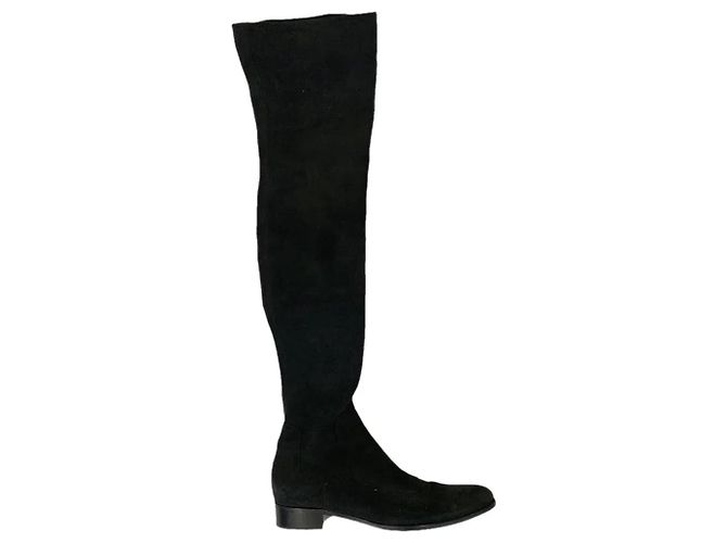 Botas altas de camurça Prada pretas Preto