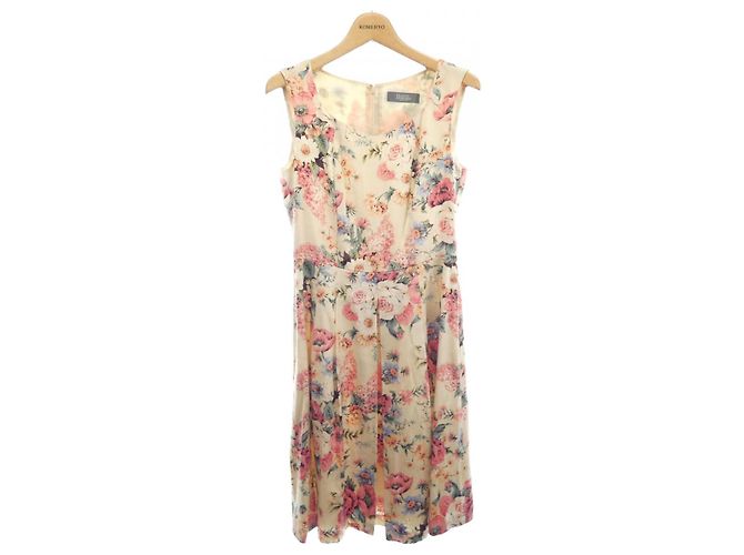 Autre Marque Seidenkleid Franco Ferraro Pink Beige Grün