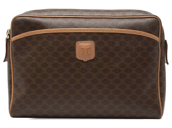 Céline Celine Braune Macadam beschichtete Canvas Clutch